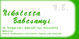 nikoletta babcsanyi business card